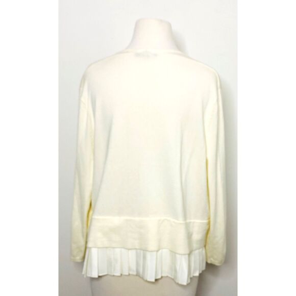 Tommy Hilfiger Ivory Lace Trim Cardigan Sweater Long Sleeve Open Front XL (Flaw) - Picture 2 of 6